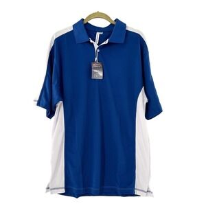 Featherlite Blue White Moisture-Free Wicking Medium Polo Shirt Short Sleeve Golf